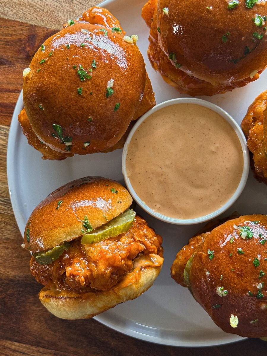 Hot Honey Garlic Chicken Sliders 